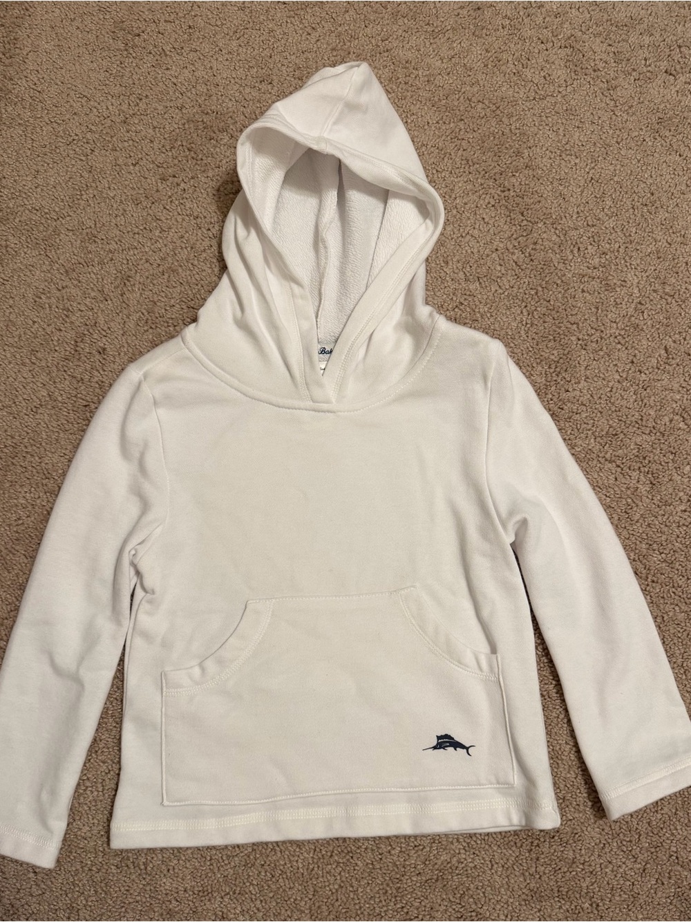 Tommy Bahama Kids Cream Hooded Pullover with Marlin Logo